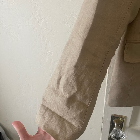 Jones New York linen tan blazer 1 bottom closure size 6 - Picture 6 of 12